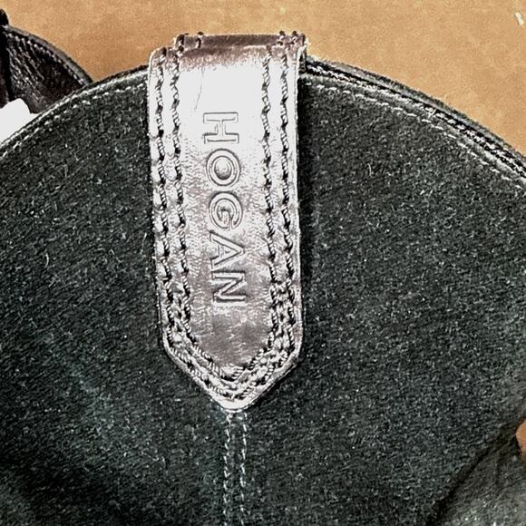 Hogan Italy Women’s 38.5 Lambskin & Suede Pull-On Boots 4” Heel Luxury Designer - Picture 4 of 10